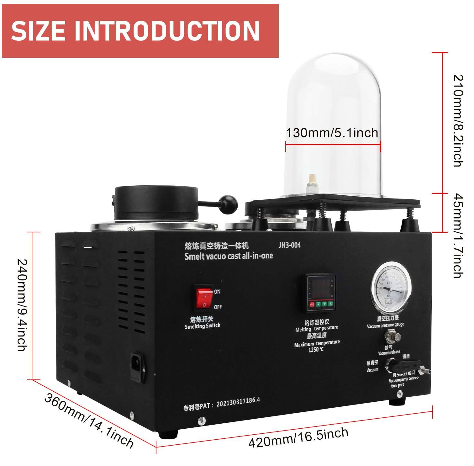 2000W 1250°C Digital Jewelry Vacuum Casting Machine Lost Wax Casting Jewelry